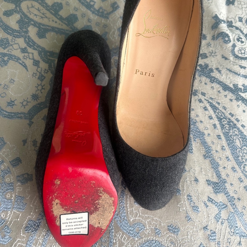 💯 Christian Louboutin Bianca 140 - Wool Dark Grey